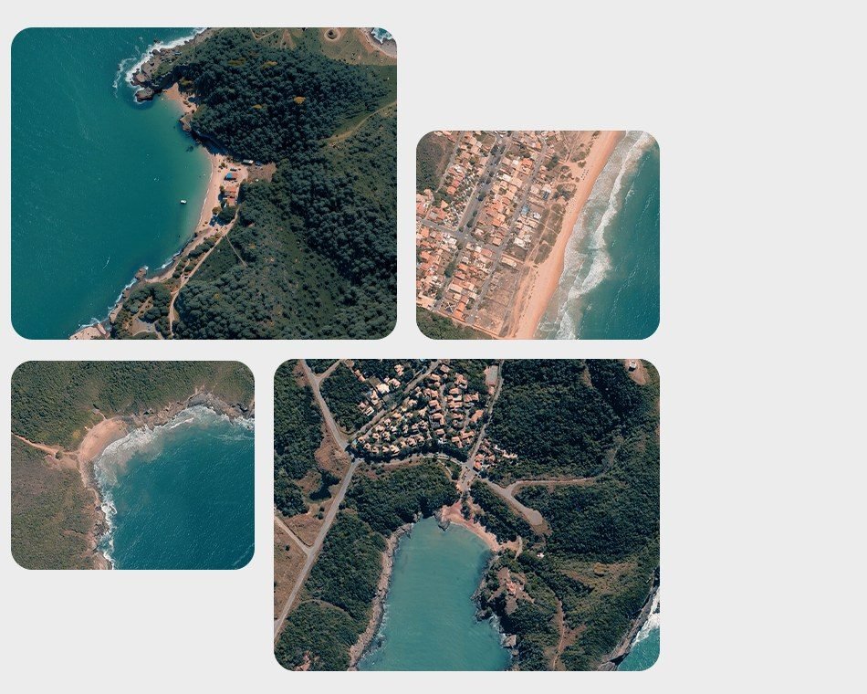 Vistas aéreas de praias de Búzios participantes do Programa Bandeira Azul